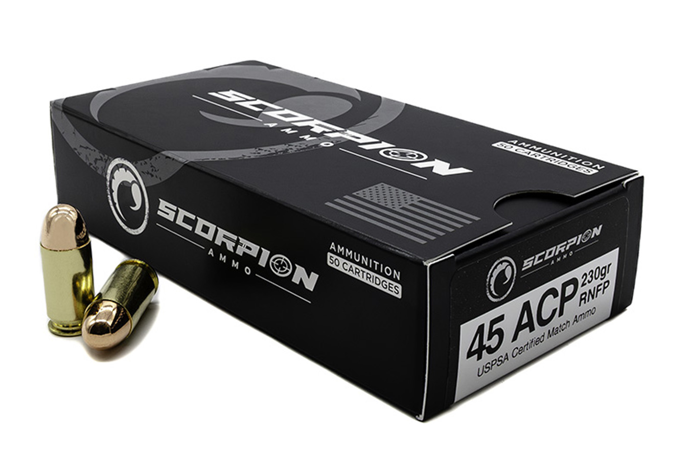 SCORPION 45 ACP 230 gr RNFP USPSA Certified Match-Grade 50/Box